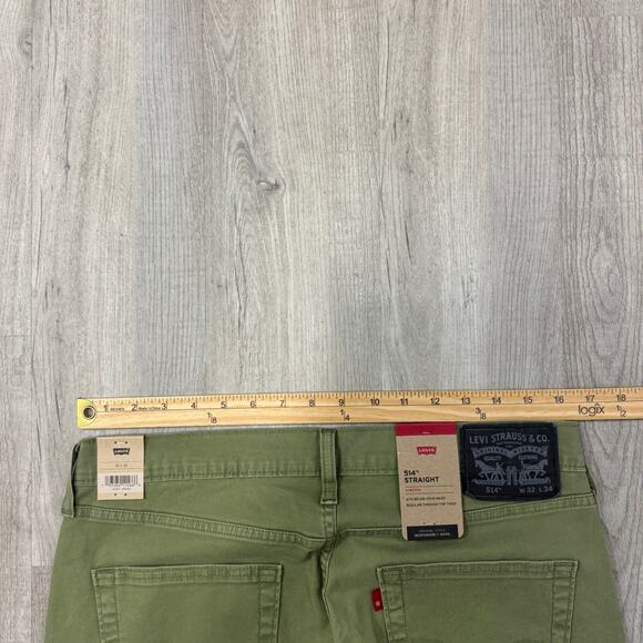 Levis 514 Straight Fit Pants Men's 32x34 Green Stretch Twill Straight Leg NEW - Picture 9 of 12